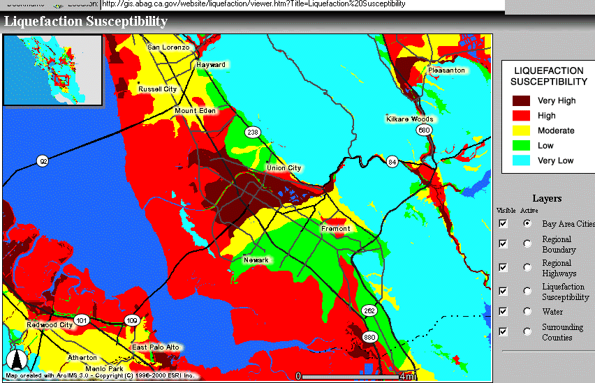 The Association of Bay Area Goverments keeps earthquake hazard maps 